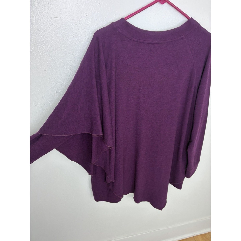 Soft Surroundings Slouchy Purple Knit Pullover High Low Curved Hem V-Neck PXL - Picture 10 of 11